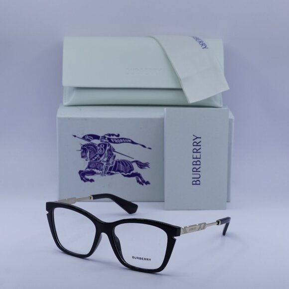 Burberry BE2427U 3001 Square Eyeglasses - Shiny Black/Gold 52mm - Picture 1 of 9
